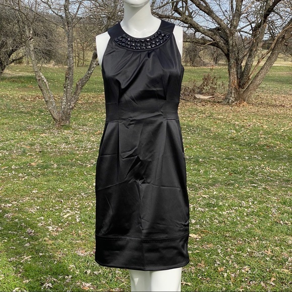 The Limited Dresses & Skirts - The Limited Event Little Black Satin Jewels Dress Large L‎